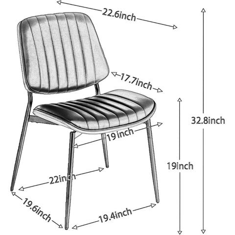 Dining Chairs Set of 2, Dining Room and Kitchen Chairs, Mid Century Modern Accent Chair,Upholstered PU Leather Chairs for Vanity