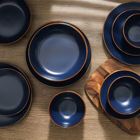 Brasa 16-Piece Dinnerware Set Stoneware, Blue