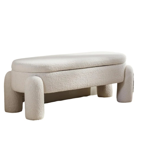 Modern Storage Bench, 44.7 Inch Upholstered Ottoman Bench Sherpa Fabric End of Bed Stool, Entryway Bench for Bedroom Living Room