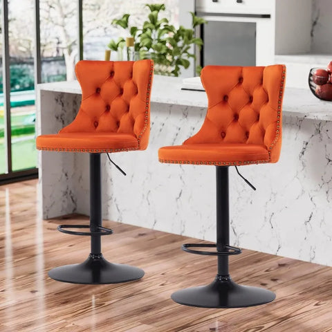 Swivel Bar Stools Set of 4,Adjustable Barstools with Back Velvet Tufted Counter Stools Modern Upholstered Bar Chairs