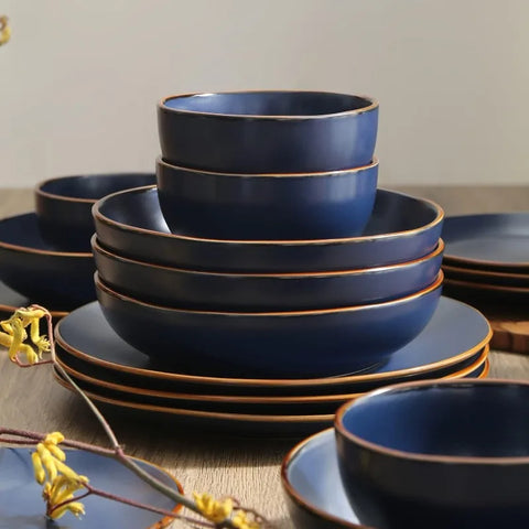 Brasa 16-Piece Dinnerware Set Stoneware, Blue