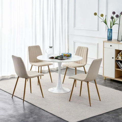 Dining Chair Set of 4, Modern Dining Chairs with Cushion Seat Back + Wood Color Metal Legs, Upholstered Chair, Dining Chair Set