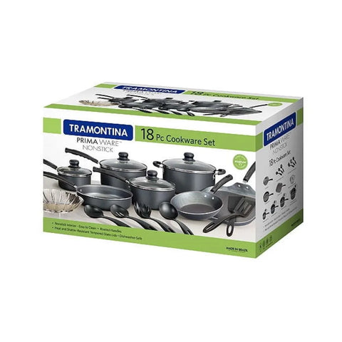 Tramontina Primaware 18 Piece Non-stick Cookware Set, Steel Gray