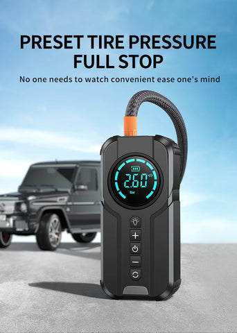 BUVAYE Car Jump Starter Air Pump Portable Air Compressor Multi-function Tire Inflator Auto Portable Battery Starter With EVA Bag