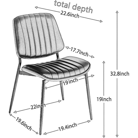 Dining Chairs Set of 2, Dining Room and Kitchen Chairs, Mid Century Modern Accent Chair,Upholstered PU Leather Chairs for Vanity