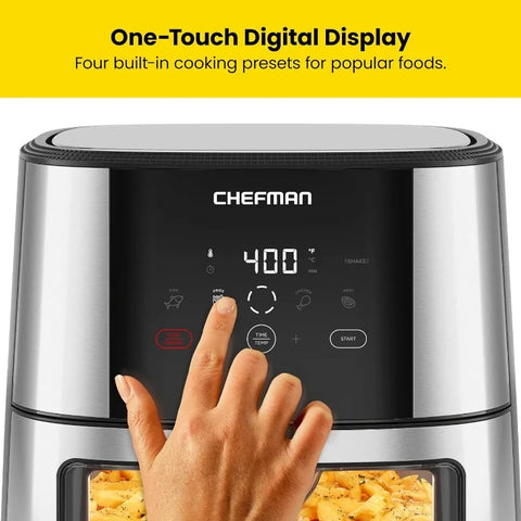 CHEFMAN Easy-View Air Fryer – 8 Qt Family Size with Viewing Window, One-Touch Digital Control with 4 Presets