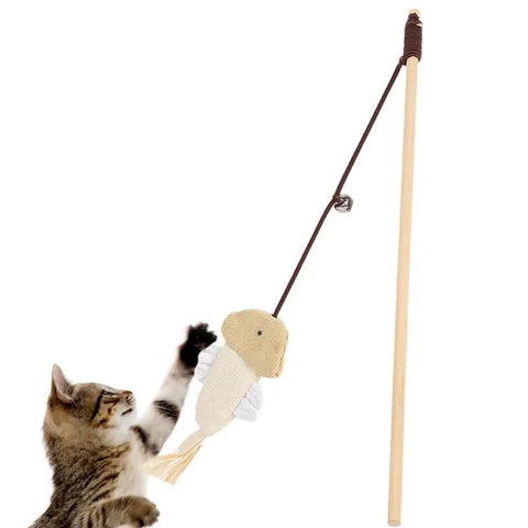 1pc Funny Cat Stick Teaser Featheren Toy Kitten Colorful Rod Cat Wand Toys Wood Pet Cat Interactive Stick Pet Cat Supplies