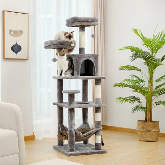 Multi-Level Cat Tree with Condo Scratching Posts Large Cat Tower with Hammock Cat Accessories Kitty Cat Toys Cat Pet Supplies