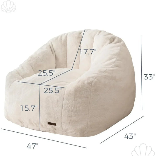 Giant Bean Bag Chair,Oversized Bean Bag Couch for Adults and Kids,Faux Fur Shell-Shaped Large Bean Bag Chair with Filler,Stuffed