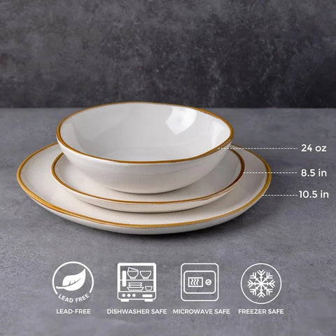 Ceramic Dinnerware Sets,Handmade Reactive Glaze Plates and Bowls Set,Highly Chip and Crack Resistant