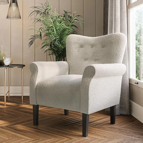 BELLEZE Modern Accent Chair for Living Room, High Back Floral Armchair with Wooden Legs, Upholstered Wingback Side Chair Padded