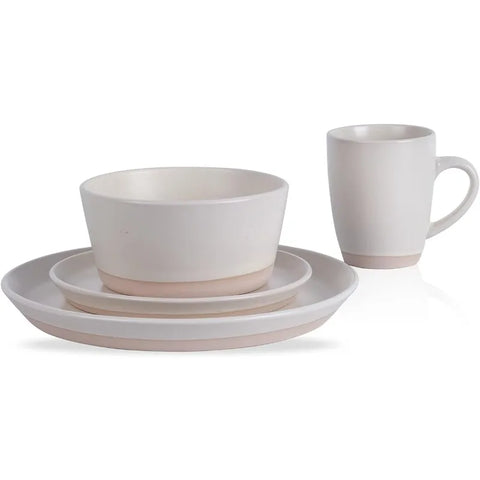 Modern Stoneware 16-Piece Round Dinnerware Set, Plates and Bowls Sets, Dish Set for 4