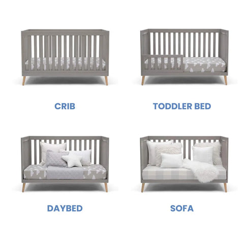 2023 New  Children Essex 4-in-1 Convertible Baby Crib, Bianca White with Natural Legs