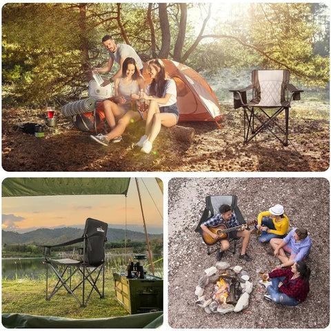 Heavy Duty Camping Chairs Support 800lbs Oversized Adults Foldable Camping Chair with Full Padded for Outdoor, Beach,Lawn Sports