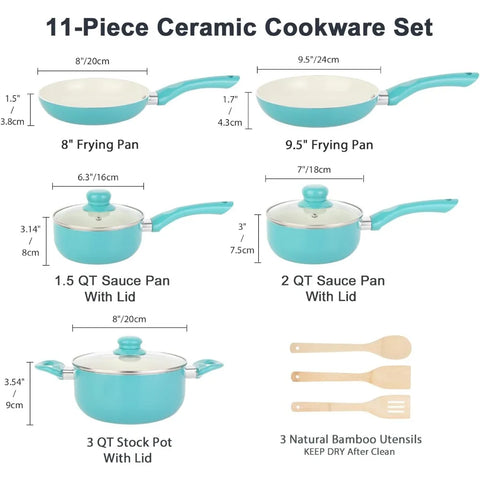 Pots and Pans Set Nonstick, 11pcs Kitchen Cookware Sets Induction Cookware, Ceramic Non Stick Cooking Set,