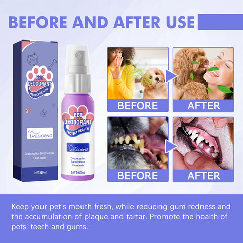 60ml Dog Breath Refreshing Spray Pet Mouth And Teeth Cleaning Mouthwash Cat Deodorant Spray No Teeth Damage Dog breath spray