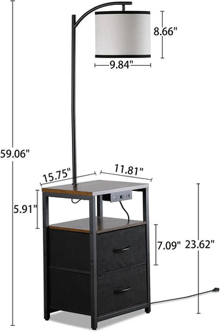 Floor Lamp with Table & 2 Drawers, Lamp with USB Port and Outlet, Lamps for Nightstand with 3 Color Temperature Led Bulb Include