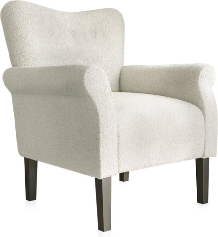 BELLEZE Modern Accent Chair for Living Room, High Back Floral Armchair with Wooden Legs, Upholstered Wingback Side Chair Padded