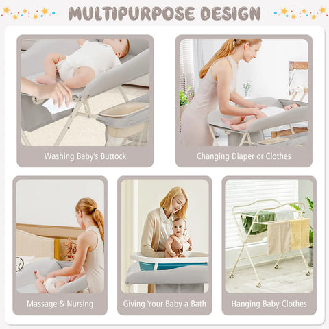 Babyjoy Baby Diaper Changing Table Folding Newborn Nursery Organizer W/Wheel Water Basin