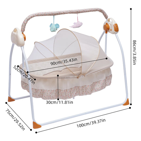 Automatic Rocking Chair Electric Baby Swing Bed Crib Music Adjustable+ Mat Cradle Remote control