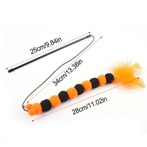 Cat Feather Wand Toys Feather Pet Teaser Wand Portable Pet Toys For Entertainment Multifunctional Teaser Toy With Bell & Plush