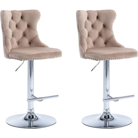 Swivel Bar Stools Set of 4,Adjustable Barstools with Back Velvet Tufted Counter Stools Modern Upholstered Bar Chairs