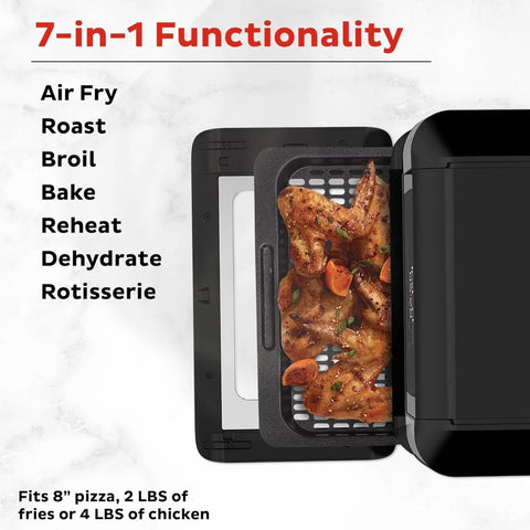 Pot 10QT Air Fryer, 7-in-1 Functions Technology that Crisps, Broils, Bakes, Roasts, Dehydrates, Reheats & Rotisseries