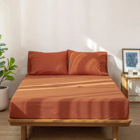 Bedding Sheet Set 100% Washed Cotton Linen Like Textured Breathable Durable Soft Comfy