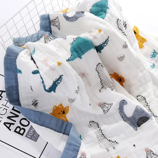 Baby Blankets 6 Layers 100% Cotton Gauze Breathable Infant Wrap Soft Absorbent Newborn Swaddle Blankets Cartoon Baby Bath Towel