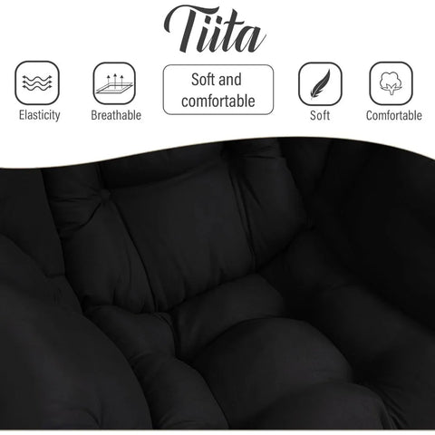 Tiita Lazy Chair with Ottoman, Modern Large Accent Lounge Chair, Leisure Sofa Armchair with Ottoman, Reading Chair