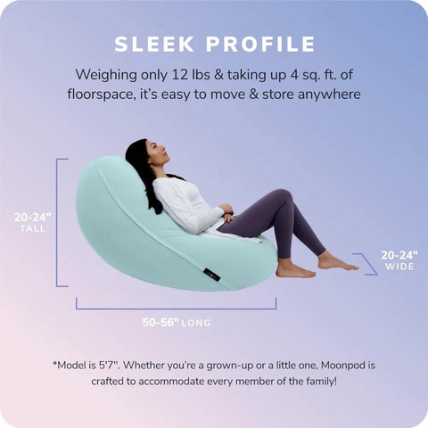 Moon Pod Bean Bag Chairs for Adults - 12LB Giant Bean Bag for Back Support w/Micro-Bead Filling for Zero-Gravity Sensation, Tens