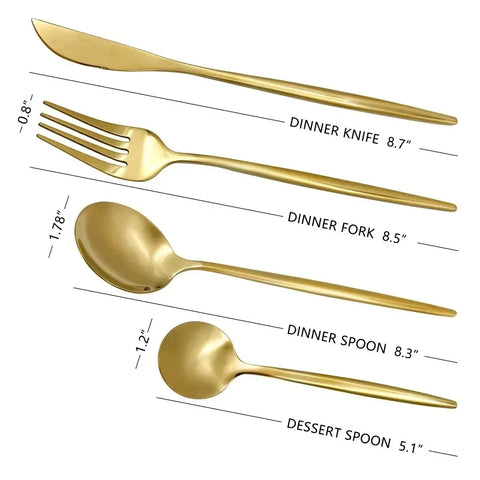 24-Piece Flatware Set Stainless Steel Knife Fork Spoon, Home Dinnerware Tableware Set