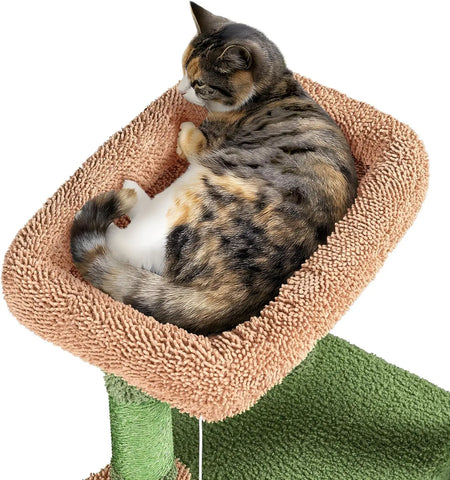 Cactus Cat Tree, 42in Cat Tower for Indoor, Multi Level Condo Scratching Post, Activity Center Pet Furniture w/Ball, Plush Perch