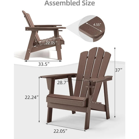 Adirondack Chair Oversized Balcony Porch Patio Outdoor Chair for Lawn, Backyard, Deck, Garden, Camping - Easy Installation