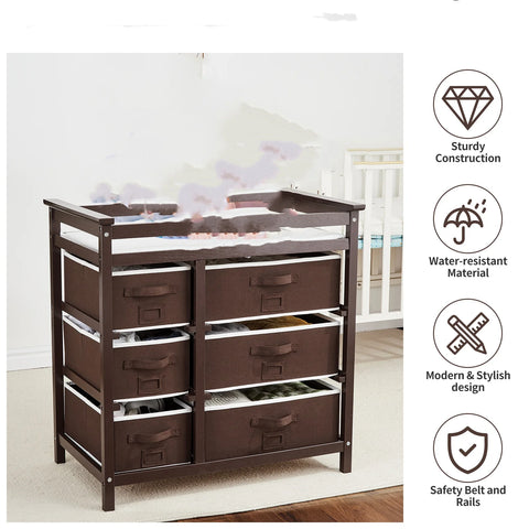 Basket Modern Baby Changing Table with 6 Storage Drawers and Pad