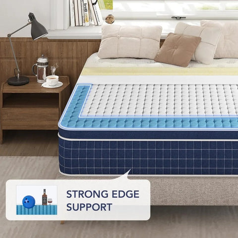 California King Mattress - Upgrade Strengthen - 12 Inch Firm Hybrid Cal King Mattress in a Box