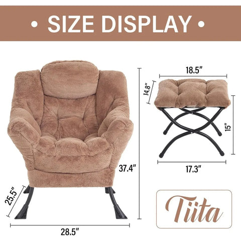 Tiita Lazy Chair with Ottoman, Modern Large Accent Lounge Chair, Leisure Sofa Armchair with Ottoman, Reading Chair