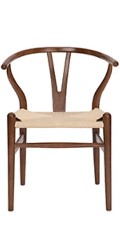 Wishbone Chair Y Chair Solid Wood Dining Chairs Rattan Armchair Natural (Ash Wood - Walnut)