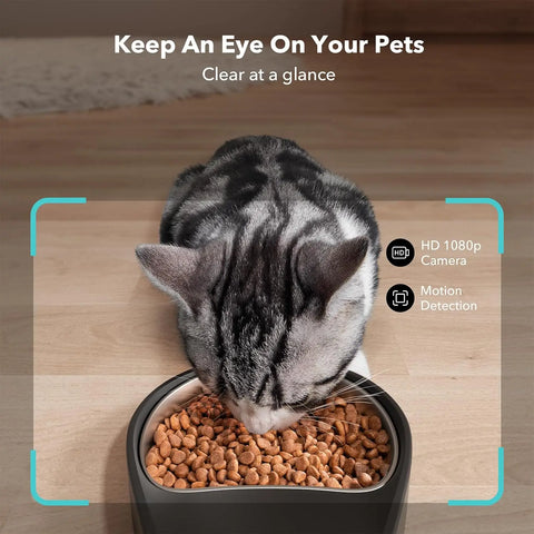 Automatic Cat Feeder with Camera Night Vision WiFi Pet Feeder with 2 Way Audio Low Food Blockage Sensor Motion Sound Alerts