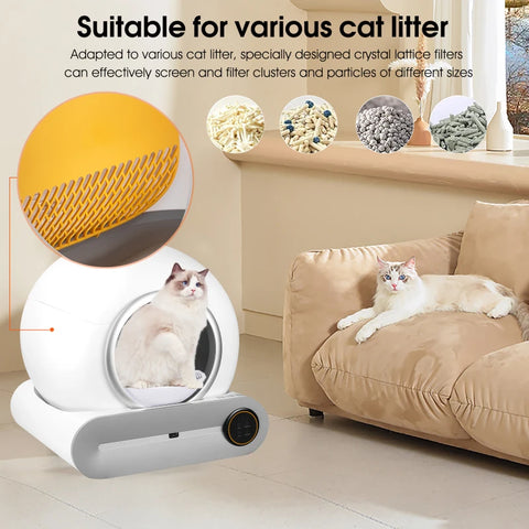 Self-Cleaning Cat Litter Box, Automatic Scooping and Odor Removal, App Control Support 2.4G WiFi, Smart Automatic Cat Litter Box