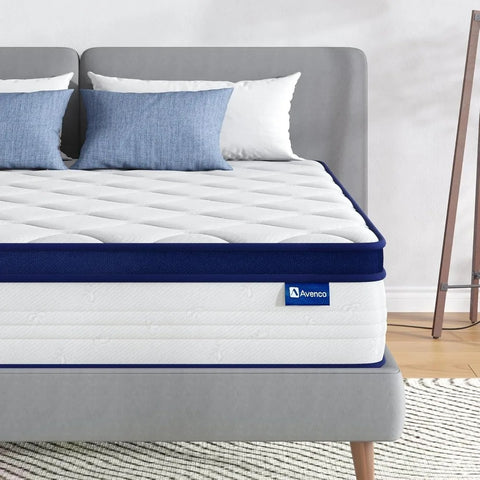 Avenco King Size Mattress, 12 Inch King Mattresses in a Box, Hybrid Spring Mattresses with Comfort Foam and Pocket Coils