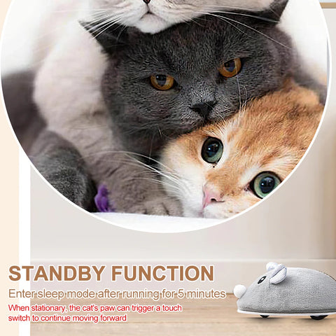 Cat Toys Automatic Interactive Plush Mouse Kitten Teaser Feather Toy Cute Motion Rat Pet Supplies USB Rechargeable Cat Products