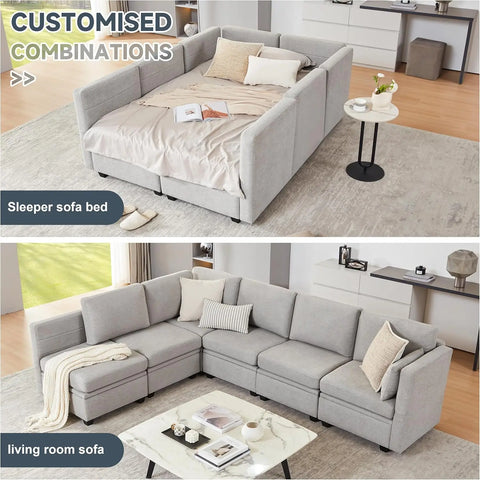 Modular Sectional Sofa, U Shaped Sofa Couch with Storage, Soft Sponges, Seat Modular Couch with Chaise for Living Room