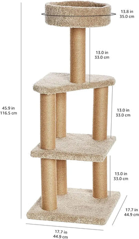 Cat Tree Indoor Climbing Activity Tower with Scratching Posts, Large, 17.7" x 45.9", Beige