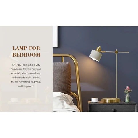 OYEARS Modern Industrial Desk Lamp for Reading LED 22.2“ Metal Table Lamp Light for Office Bedroom Study Room Living Room