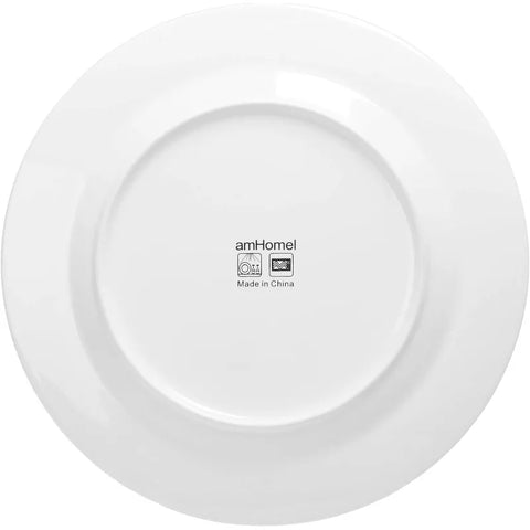 12-Piece White Porcelain Dinner Plates, Round Dessert or Salad Plate, Serving Dishes, Dinnerware Sets, Scratch Resistant