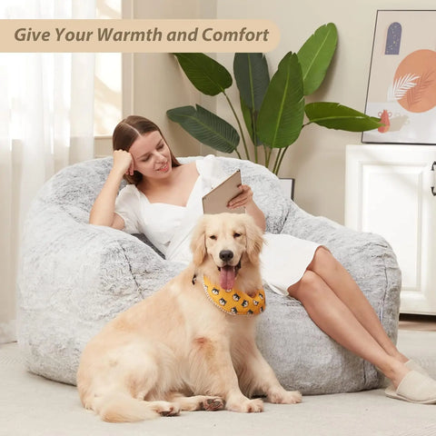 Giant Bean Bag Bag Sofa Chair with Armrests, Bean Bag Couch Stuffed High-Density Foam, Plush Lazy Sofa Comfy