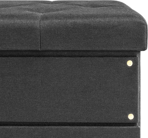 Otto & Ben 45" Storage Ottoman with SMART LIFT Top, Upholstered Tufted Bench, Foot Rest, Brown, 14.96"D x 44.88"W x 14.96"H