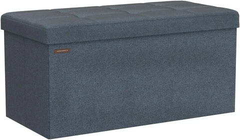 15 x 30 x 15 Inches Folding Storage Ottoman Bench, Storage Chest, Foot Rest Stool, Light Denim Blue ULSF047Q01