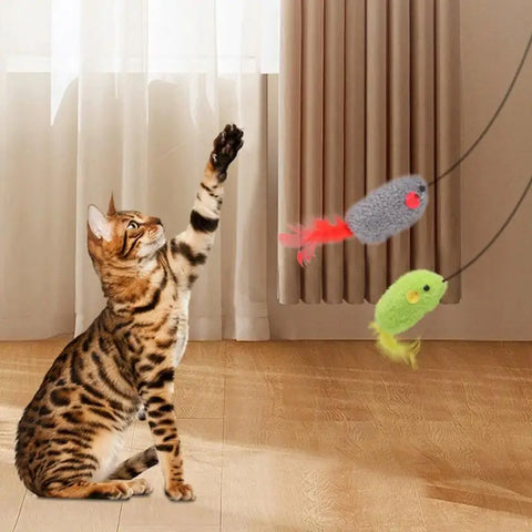 Cat Teasing Toy Sound Mouse Toy Teasing Pendant Wand For Cats Bite-Resistant Pet Companion Toy For Small Medium And Large Cats